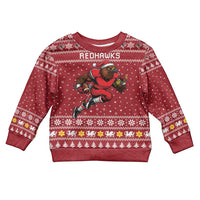 Personalized Radnorshire Wales Christmas Kid Ugly Christmas Sweater Red-Tailed Hawk Rugby - Wonder Print Shop