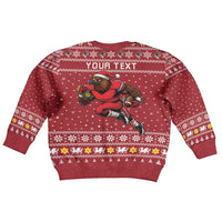 Personalized Radnorshire Wales Christmas Kid Ugly Christmas Sweater Red-Tailed Hawk Rugby - Wonder Print Shop