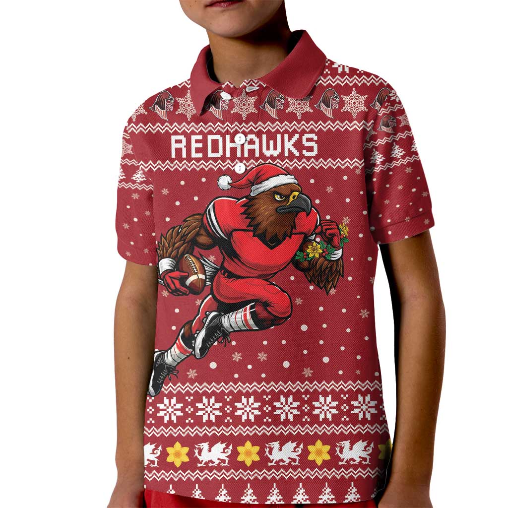 Personalized Radnorshire Wales Christmas Kid Polo Shirt Red-Tailed Hawk Rugby - Wonder Print Shop