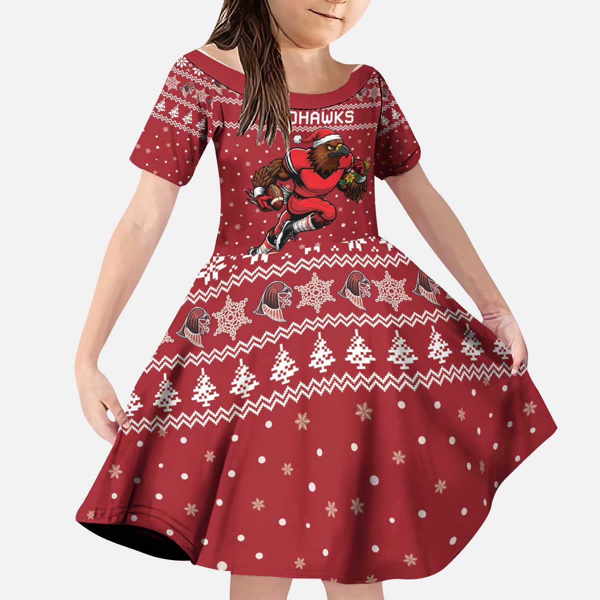Personalized Radnorshire Wales Christmas Kid Short Sleeve Dress Red-Tailed Hawk Rugby - Wonder Print Shop