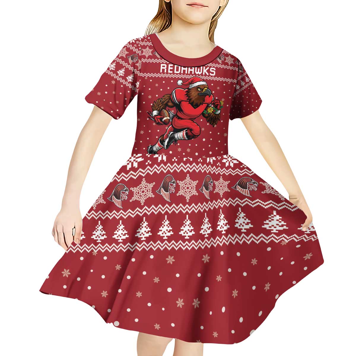 Personalized Radnorshire Wales Christmas Kid Short Sleeve Dress Red-Tailed Hawk Rugby - Wonder Print Shop