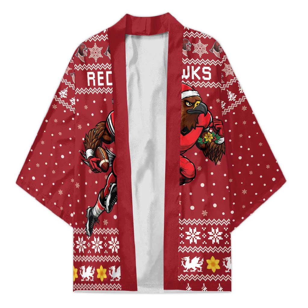 Personalized Radnorshire Wales Christmas Kimono Red-Tailed Hawk Rugby - Wonder Print Shop