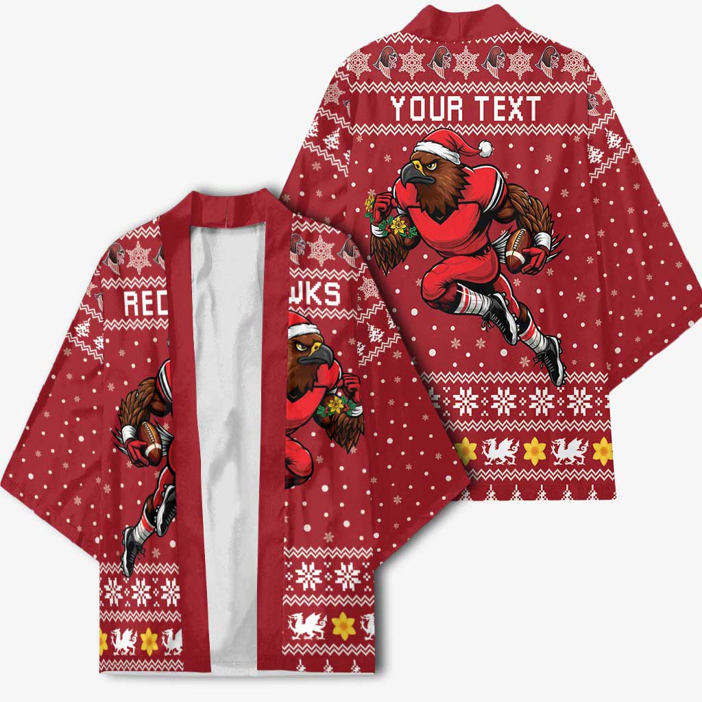 Personalized Radnorshire Wales Christmas Kimono Red-Tailed Hawk Rugby - Wonder Print Shop
