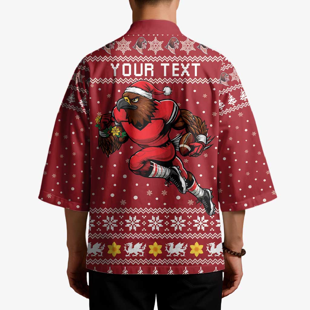 Personalized Radnorshire Wales Christmas Kimono Red-Tailed Hawk Rugby - Wonder Print Shop