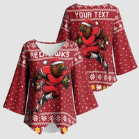 Personalized Radnorshire Wales Christmas Kimono Sleeve Blouse Red-Tailed Hawk Rugby - Wonder Print Shop