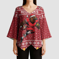 Personalized Radnorshire Wales Christmas Kimono Sleeve Blouse Red-Tailed Hawk Rugby - Wonder Print Shop