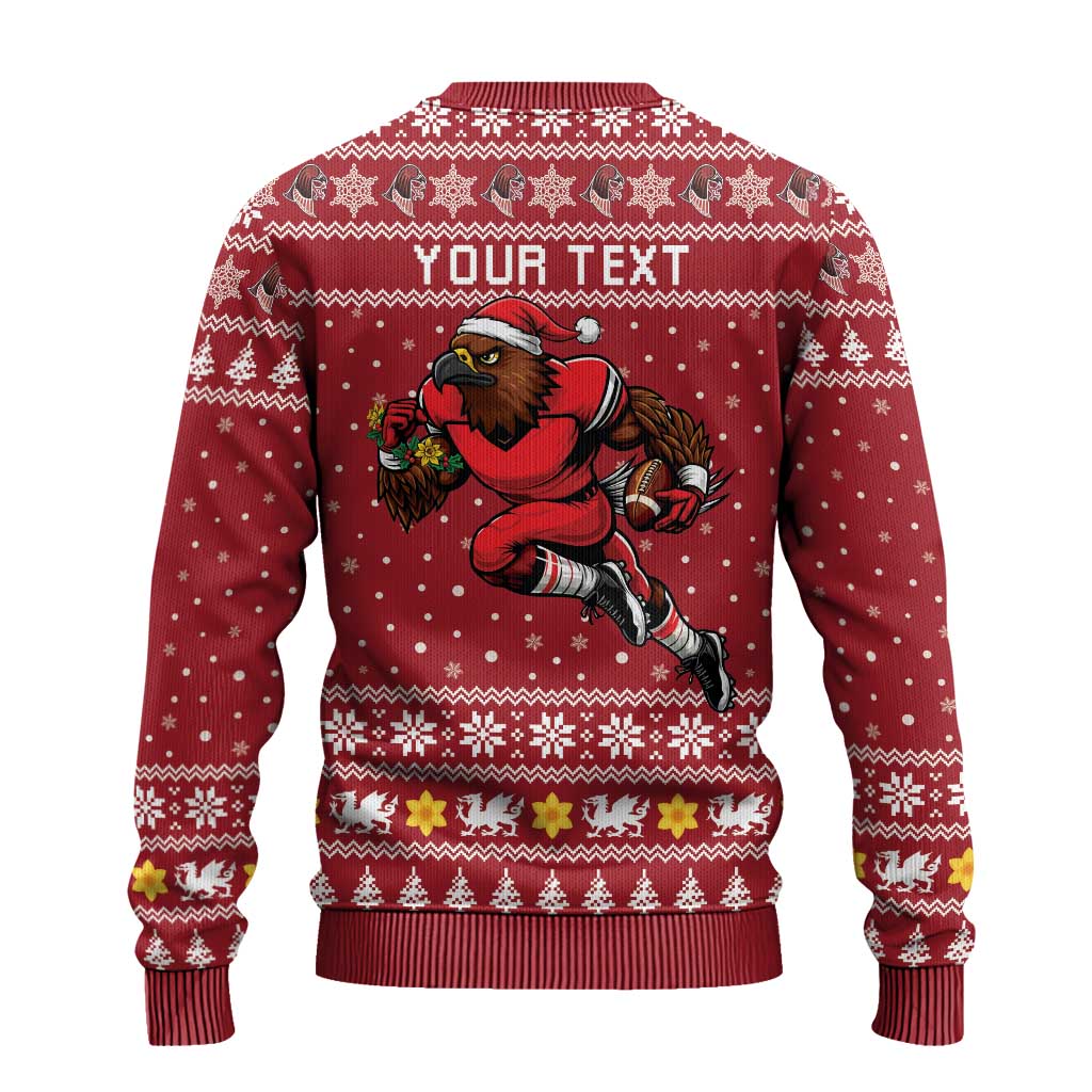Personalized Radnorshire Wales Christmas Ugly Christmas Sweater Red-Tailed Hawk Rugby - Wonder Print Shop