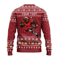 Personalized Radnorshire Wales Christmas Ugly Christmas Sweater Red-Tailed Hawk Rugby - Wonder Print Shop