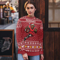 Personalized Radnorshire Wales Christmas Ugly Christmas Sweater Red-Tailed Hawk Rugby - Wonder Print Shop
