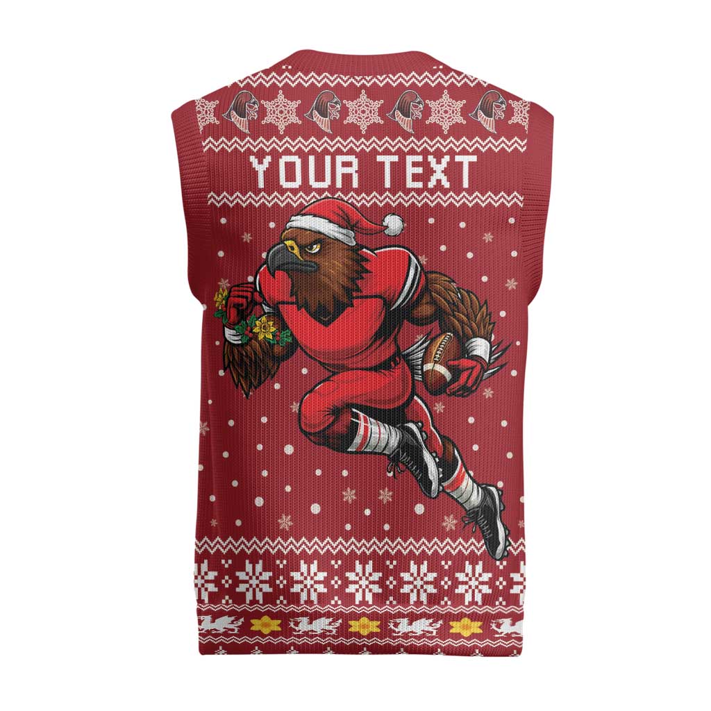 Personalized Radnorshire Wales Christmas Knitted V-Neck Vest Red-Tailed Hawk Rugby - Wonder Print Shop