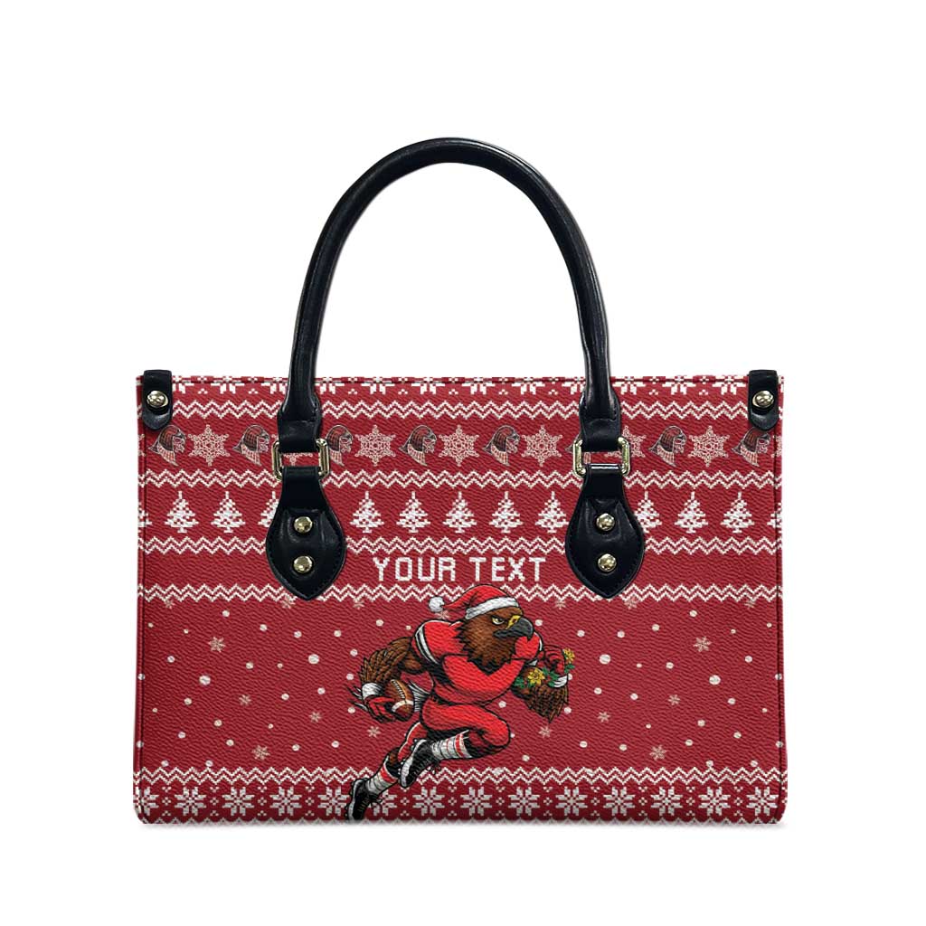 Personalized Radnorshire Wales Christmas Leather Bag Red-Tailed Hawk Rugby - Wonder Print Shop