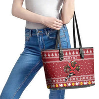 Personalized Radnorshire Wales Christmas Leather Tote Bag Red-Tailed Hawk Rugby - Wonder Print Shop
