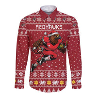 Personalized Radnorshire Wales Christmas Long Sleeve Button Shirt Red-Tailed Hawk Rugby - Wonder Print Shop