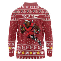 Personalized Radnorshire Wales Christmas Long Sleeve Polo Shirt Red-Tailed Hawk Rugby - Wonder Print Shop