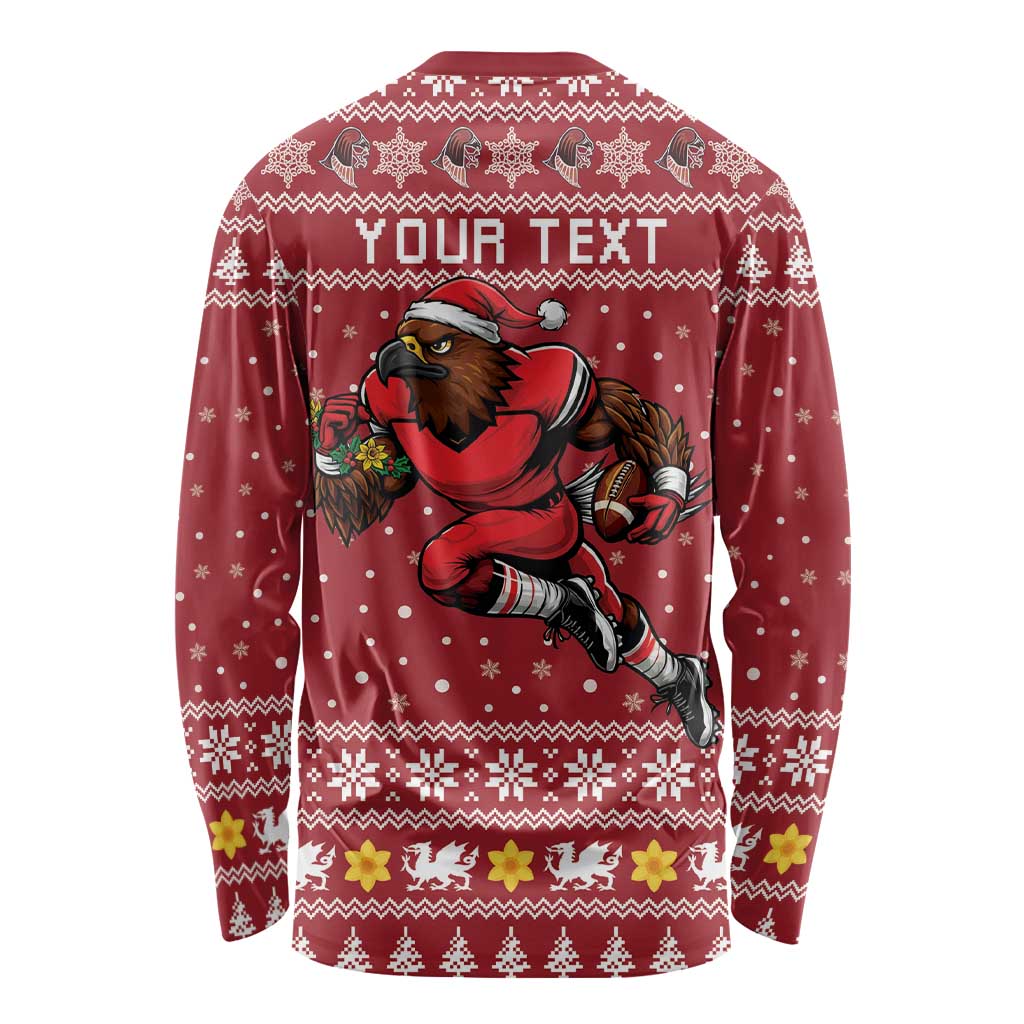 Personalized Radnorshire Wales Christmas Long Sleeve Shirt Red-Tailed Hawk Rugby - Wonder Print Shop