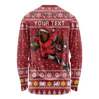 Personalized Radnorshire Wales Christmas Long Sleeve Shirt Red-Tailed Hawk Rugby - Wonder Print Shop