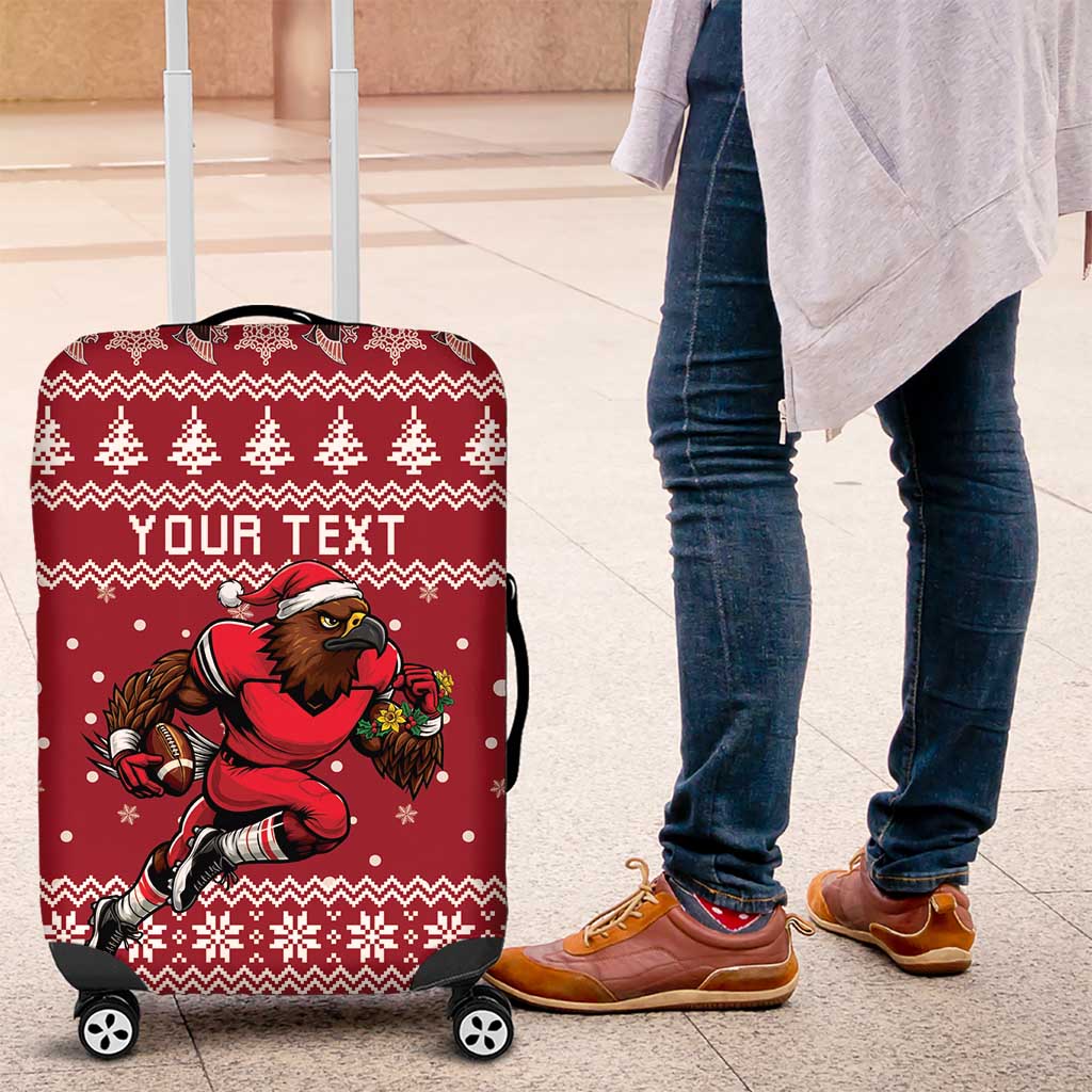 Personalized Radnorshire Wales Christmas Luggage Cover Red-Tailed Hawk Rugby - Wonder Print Shop