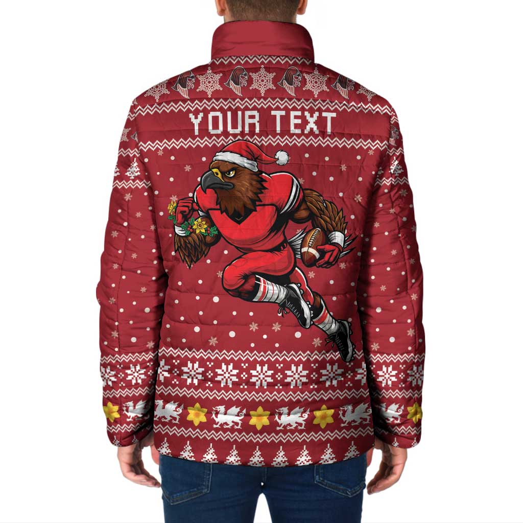 Personalized Radnorshire Wales Christmas Padded Jacket Red-Tailed Hawk Rugby - Wonder Print Shop