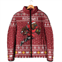 Personalized Radnorshire Wales Christmas Padded Jacket Red-Tailed Hawk Rugby - Wonder Print Shop