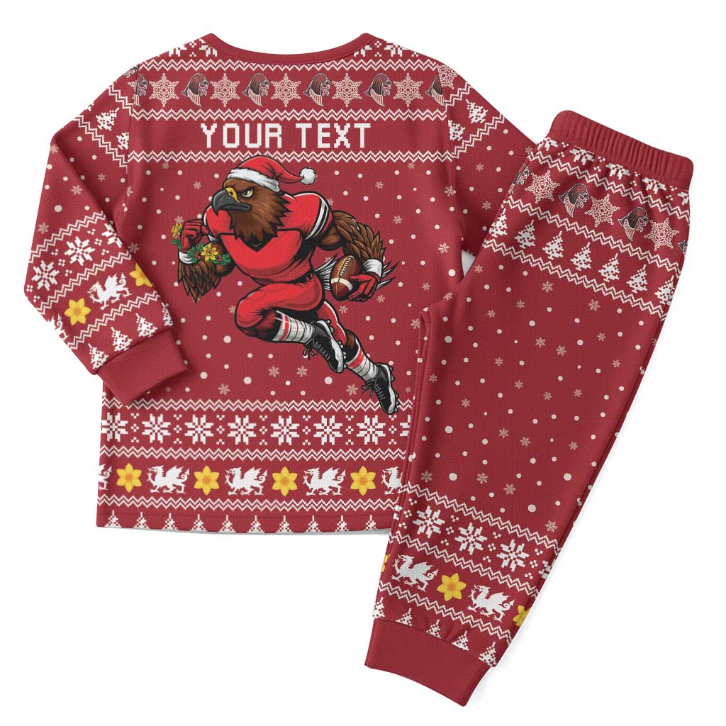 Personalized Radnorshire Wales Christmas Pajama Set Red-Tailed Hawk Rugby - Wonder Print Shop