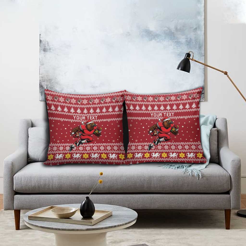 Personalized Radnorshire Wales Christmas Pillow Cover Red-Tailed Hawk Rugby - Wonder Print Shop