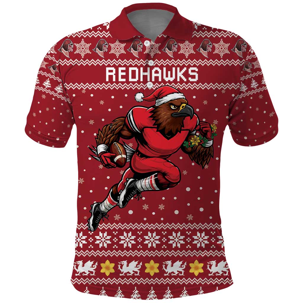 Personalized Radnorshire Wales Christmas Polo Shirt Red-Tailed Hawk Rugby - Wonder Print Shop