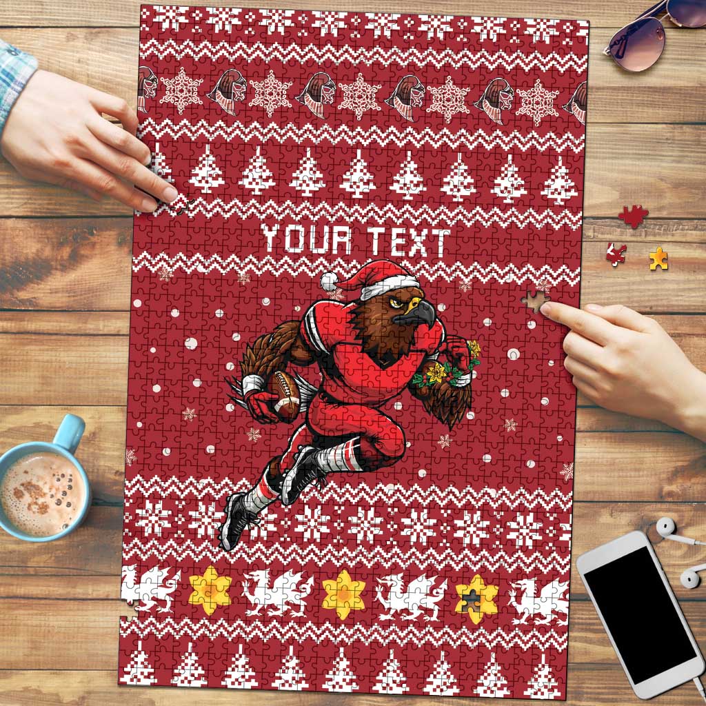 Personalized Radnorshire Wales Christmas Puzzle Red-Tailed Hawk Rugby - Wonder Print Shop