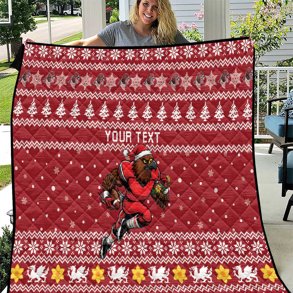 Personalized Radnorshire Wales Christmas Quilt Red-Tailed Hawk Rugby - Wonder Print Shop
