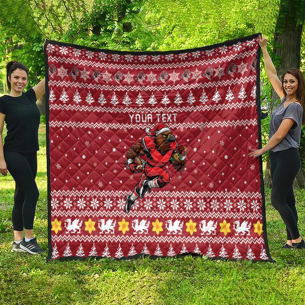Personalized Radnorshire Wales Christmas Quilt Red-Tailed Hawk Rugby - Wonder Print Shop