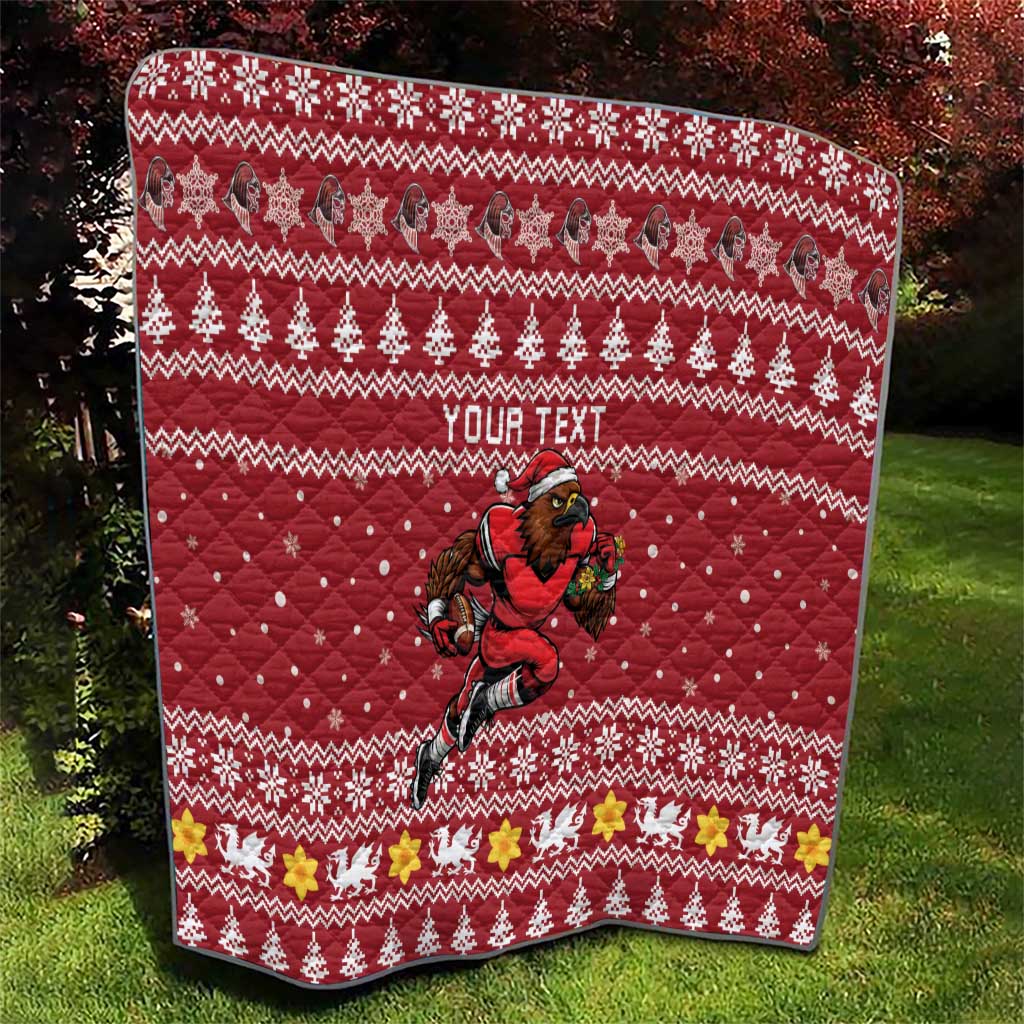 Personalized Radnorshire Wales Christmas Quilt Red-Tailed Hawk Rugby - Wonder Print Shop