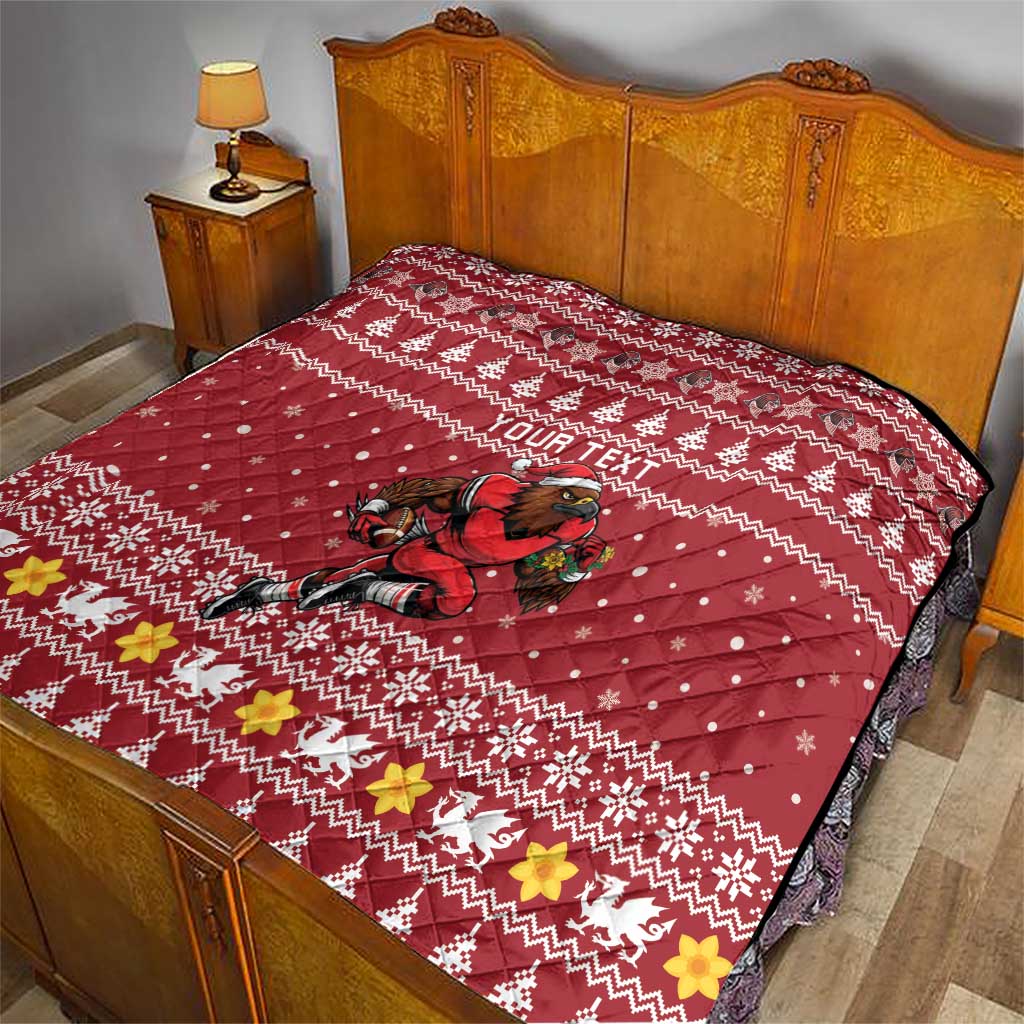 Personalized Radnorshire Wales Christmas Quilt Red-Tailed Hawk Rugby - Wonder Print Shop