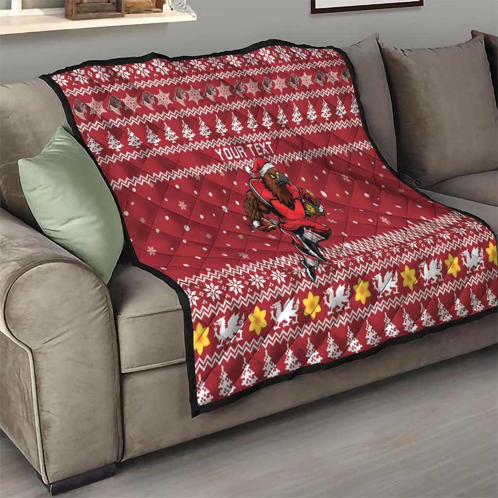 Personalized Radnorshire Wales Christmas Quilt Red-Tailed Hawk Rugby - Wonder Print Shop