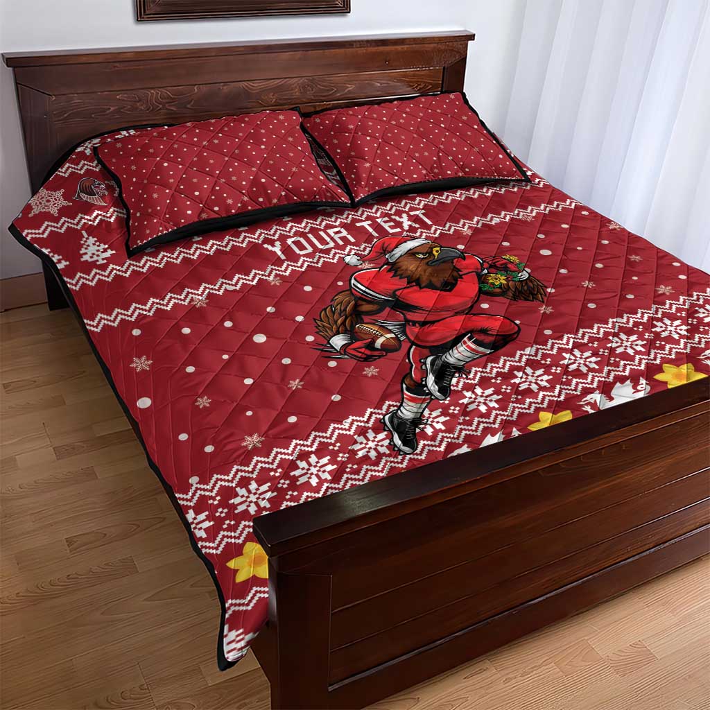 Personalized Radnorshire Wales Christmas Quilt Bed Set Red-Tailed Hawk Rugby - Wonder Print Shop