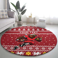 Personalized Radnorshire Wales Christmas Round Carpet Red-Tailed Hawk Rugby - Wonder Print Shop