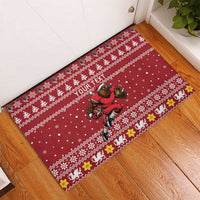 Personalized Radnorshire Wales Christmas Rubber Doormat Red-Tailed Hawk Rugby - Wonder Print Shop