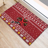 Personalized Radnorshire Wales Christmas Rubber Doormat Red-Tailed Hawk Rugby - Wonder Print Shop