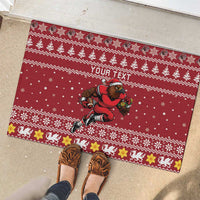 Personalized Radnorshire Wales Christmas Rubber Doormat Red-Tailed Hawk Rugby - Wonder Print Shop
