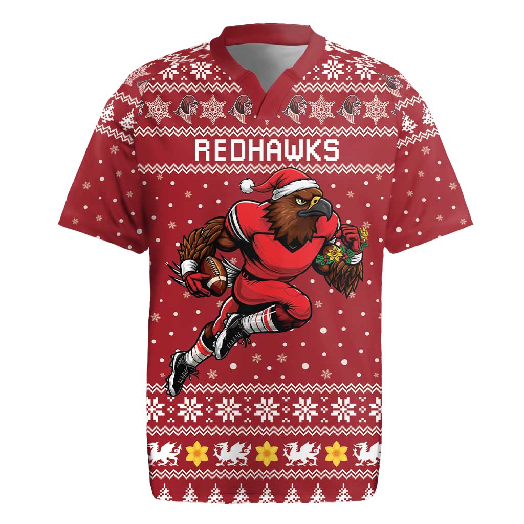 Personalized Radnorshire Wales Christmas Rugby Jersey Red-Tailed Hawk Rugby - Wonder Print Shop