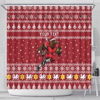 Personalized Radnorshire Wales Christmas Shower Curtain Red-Tailed Hawk Rugby - Wonder Print Shop