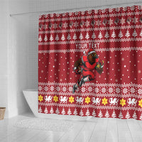 Personalized Radnorshire Wales Christmas Shower Curtain Red-Tailed Hawk Rugby - Wonder Print Shop