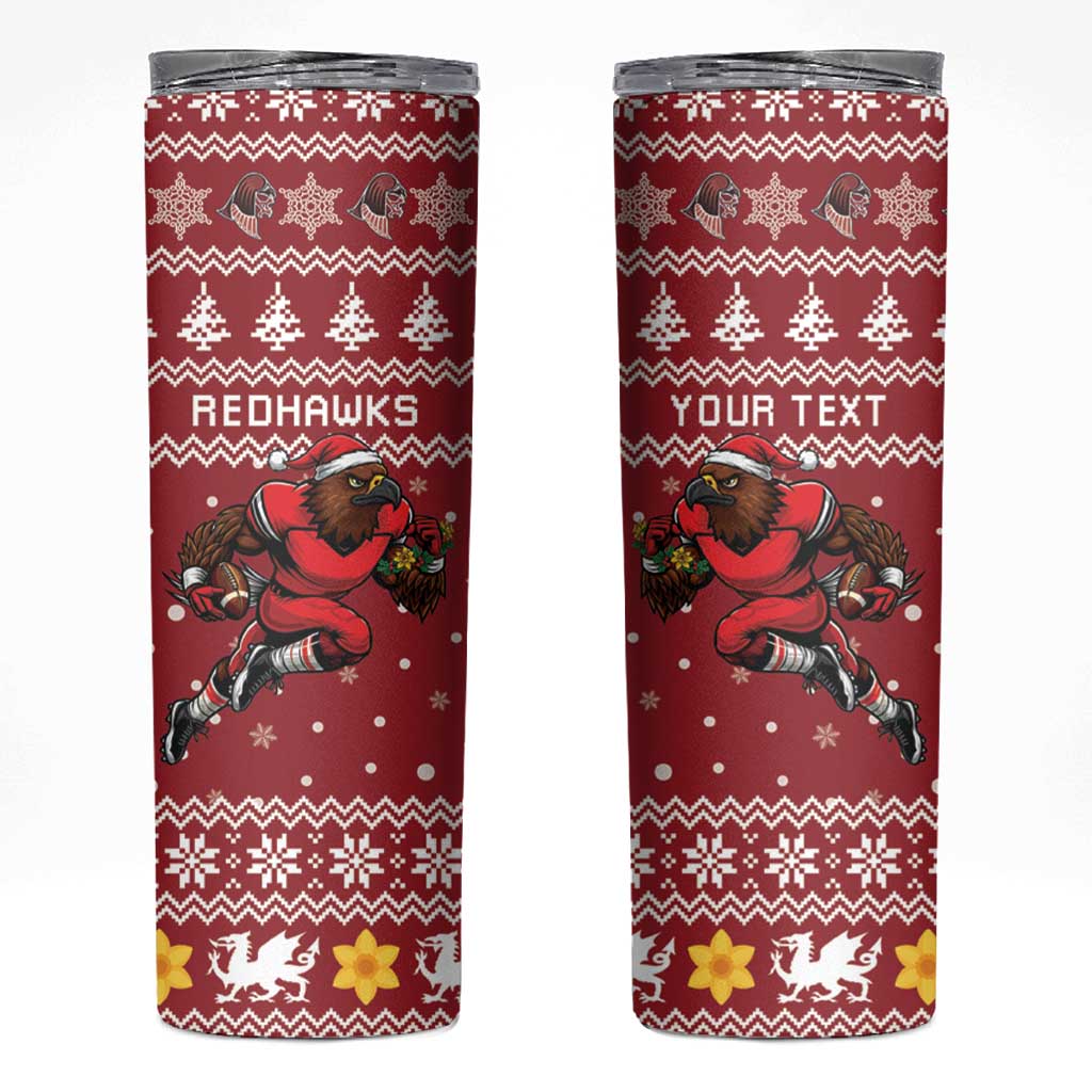 Personalized Radnorshire Wales Christmas Skinny Tumbler Red-Tailed Hawk Rugby - Wonder Print Shop