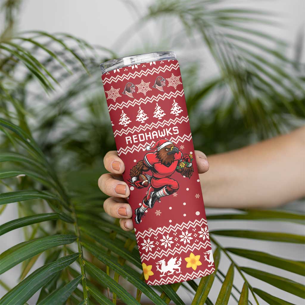 Personalized Radnorshire Wales Christmas Skinny Tumbler Red-Tailed Hawk Rugby - Wonder Print Shop