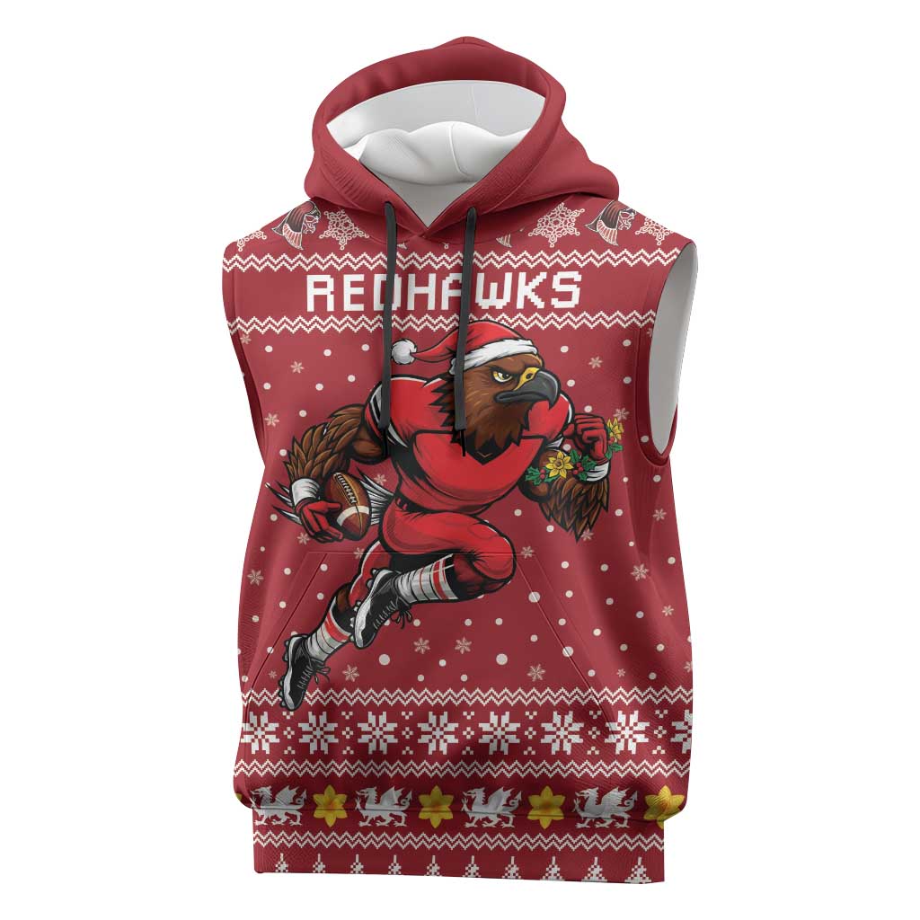 Personalized Radnorshire Wales Christmas Sleeveless Hoodie Red-Tailed Hawk Rugby - Wonder Print Shop