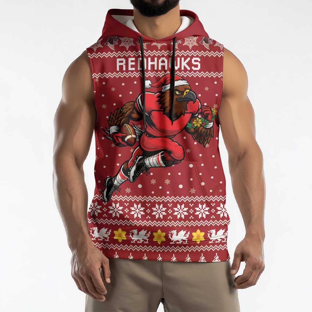 Personalized Radnorshire Wales Christmas Sleeveless Hoodie Red-Tailed Hawk Rugby - Wonder Print Shop