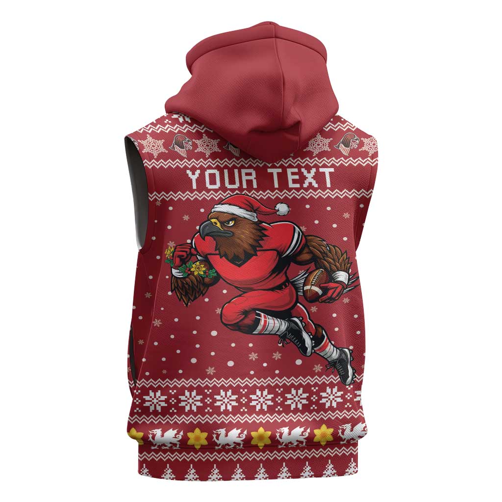 Personalized Radnorshire Wales Christmas Sleeveless Zip Hoodie Red-Tailed Hawk Rugby - Wonder Print Shop