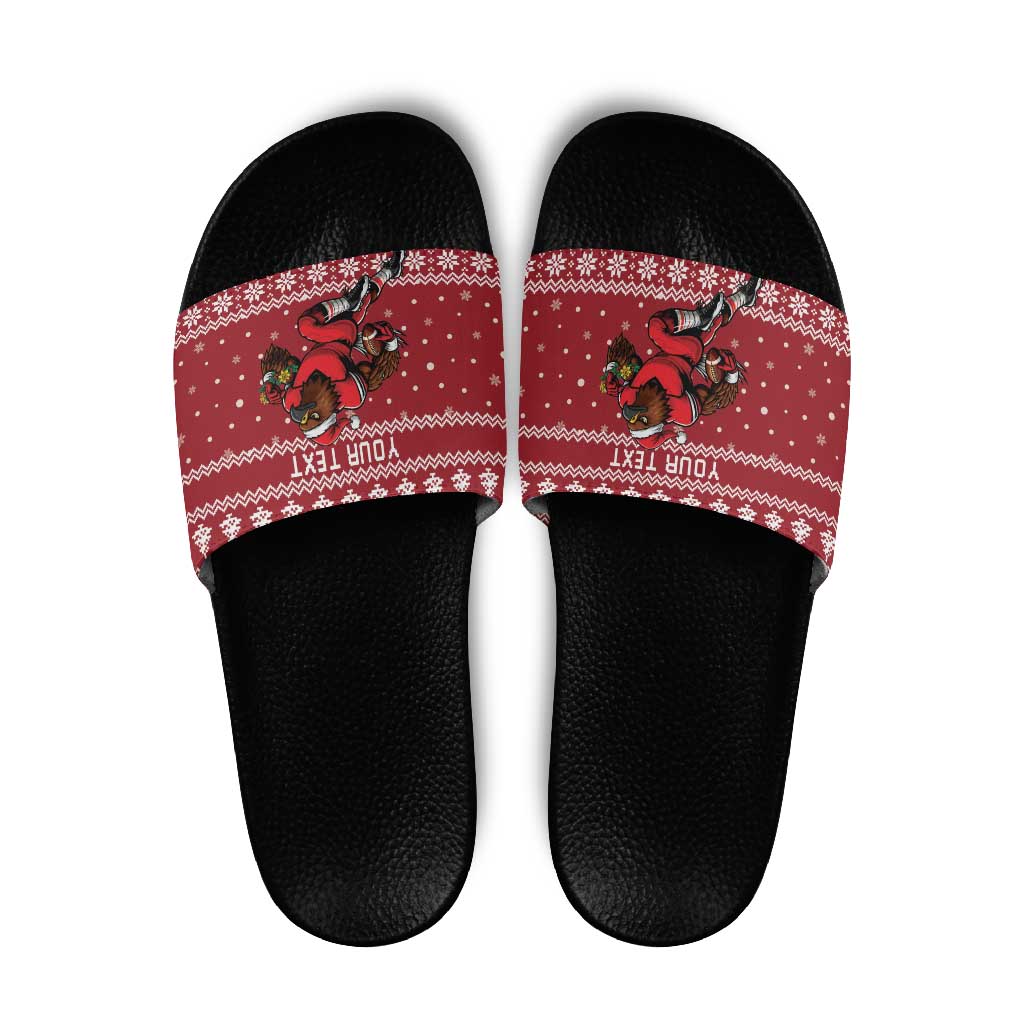 Personalized Radnorshire Wales Christmas Slide Sandals Red-Tailed Hawk Rugby - Wonder Print Shop