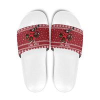 Personalized Radnorshire Wales Christmas Slide Sandals Red-Tailed Hawk Rugby - Wonder Print Shop
