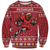 Personalized Radnorshire Wales Christmas Sweatshirt Red-Tailed Hawk Rugby - Wonder Print Shop