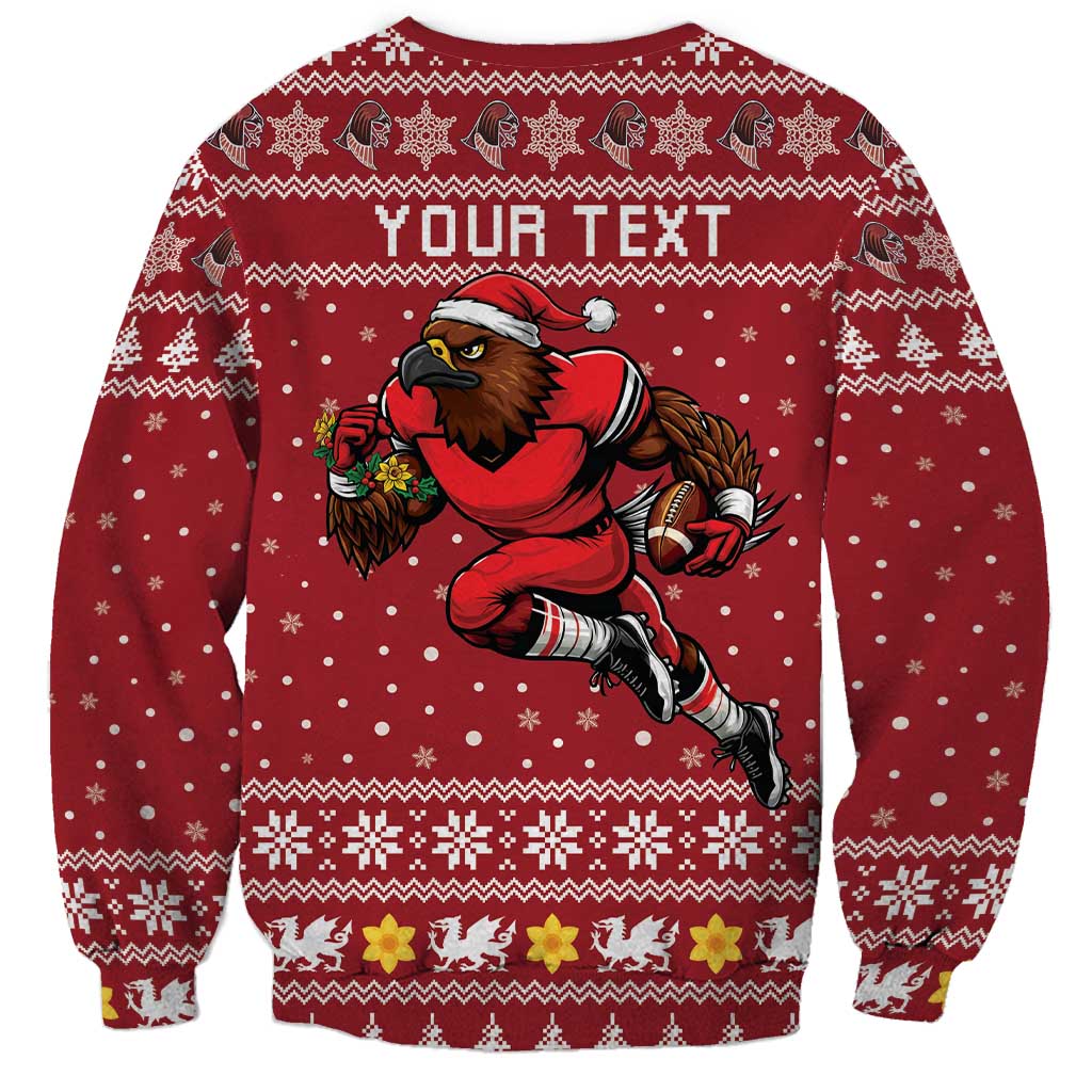Personalized Radnorshire Wales Christmas Sweatshirt Red-Tailed Hawk Rugby - Wonder Print Shop