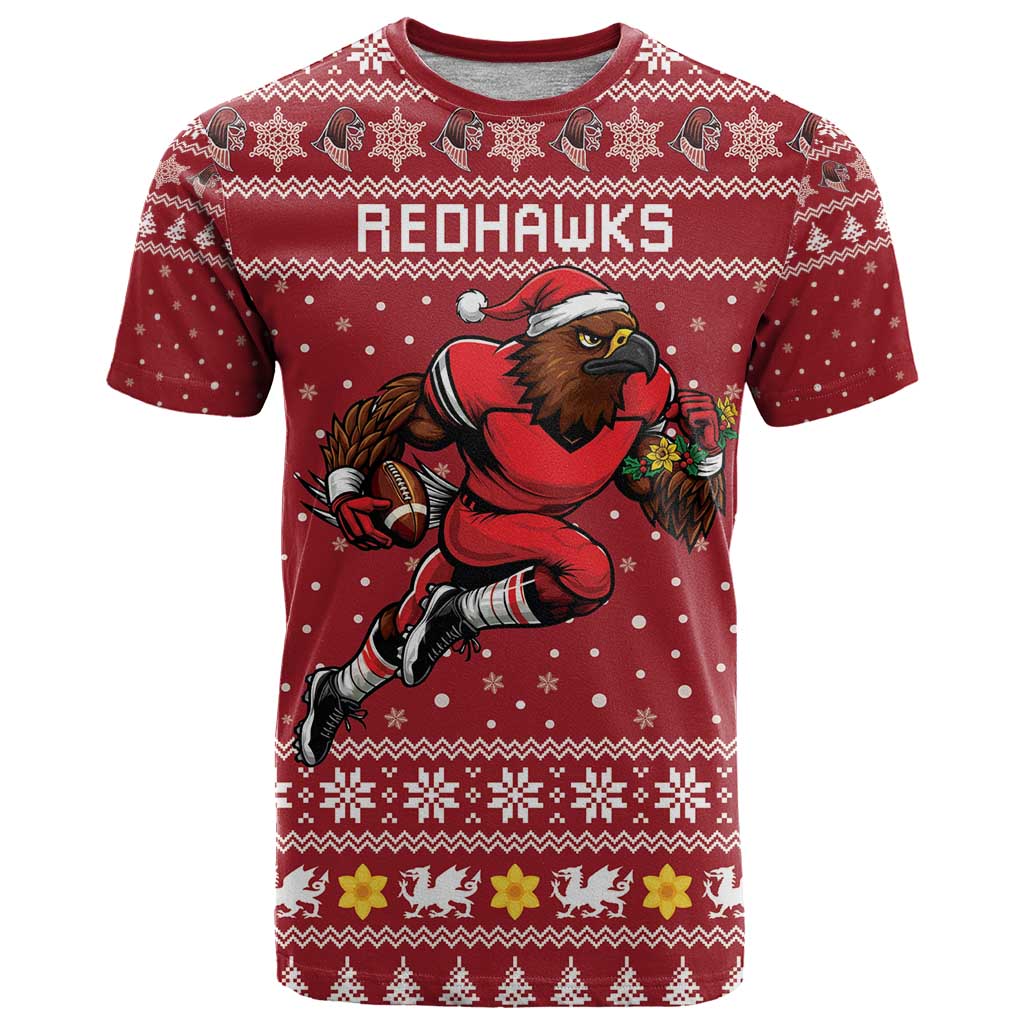 Personalized Radnorshire Wales Christmas T Shirt Red-Tailed Hawk Rugby - Wonder Print Shop